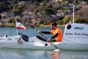 Kayaker Cyril Derreumaux  training off the coast of Sausalito, CA,  on February 25, 2021.France-born American entrepreneur Cyril Derreumaux (44) will leave at the end of May 2021 for a 70-day solo and unsupported sea kayak Pacific crossing from California to Hawaii.