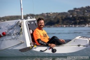 Kayaker Cyril Derreumaux  training off the coast of Sausalito, CA,  on February 25, 2021.France-born American entrepreneur Cyril Derreumaux (44) will leave at the end of May 2021 for a 70-day solo and unsupported sea kayak Pacific crossing from California to Hawaii.