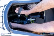 Kayaker Cyril Derreumaux in Sausalito, CA, on 25, 2021, demonstrating  the special flippers that will propel his kayak in situations when not being able to paddle such as having a meal.France-born American entrepreneur Cyril Derreumaux (44) will leave at the end of May 2021 for a 70-day solo and unsupported sea kayak Pacific crossing from California to Hawaii.