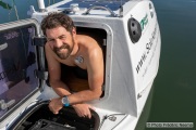 Kayaker Cyril Derreumaux in his kayak in  Sausalito, CA, on February 25 2021.France-born American entrepreneur Cyril Derreumaux (44) will leave at the end of May 2021 for a 70-day solo and unsupported sea kayak Pacific crossing from California to Hawaii.